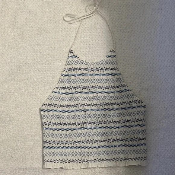 Zara Blue and White Halter Top - Picture 1 of 3